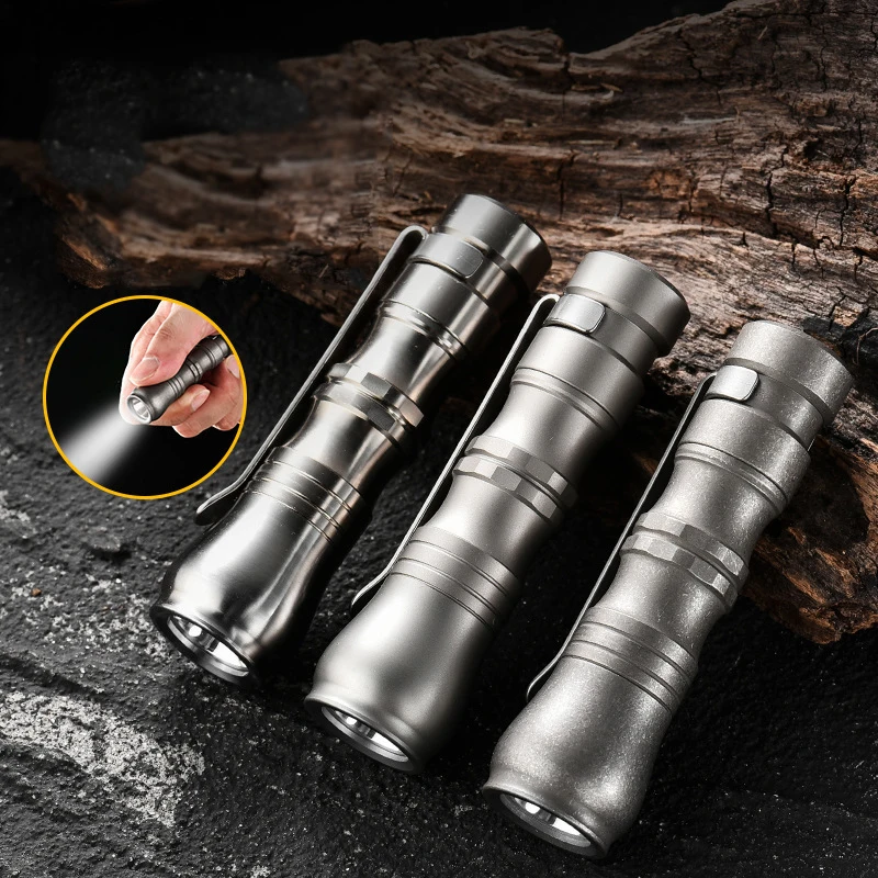 Outdoor Portable EDC Titanium Alloy Magnetic Suction Waterproof LED Three Block Strong Light Flashlight Camping Hiking Tool
