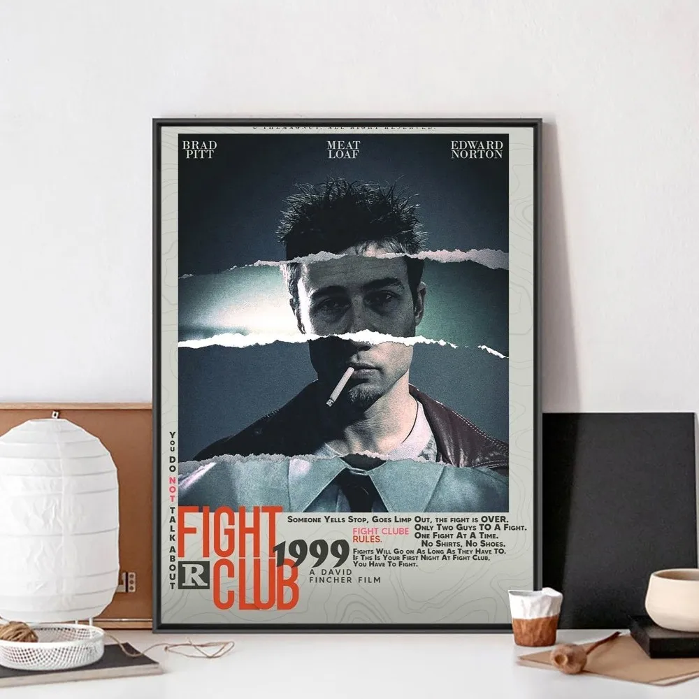 Poster Film Fight Club Film Brad Pitt Poster Kraft Club Bar Paper Vintage Poster Wall Art Painting Bedroom Study Stickers