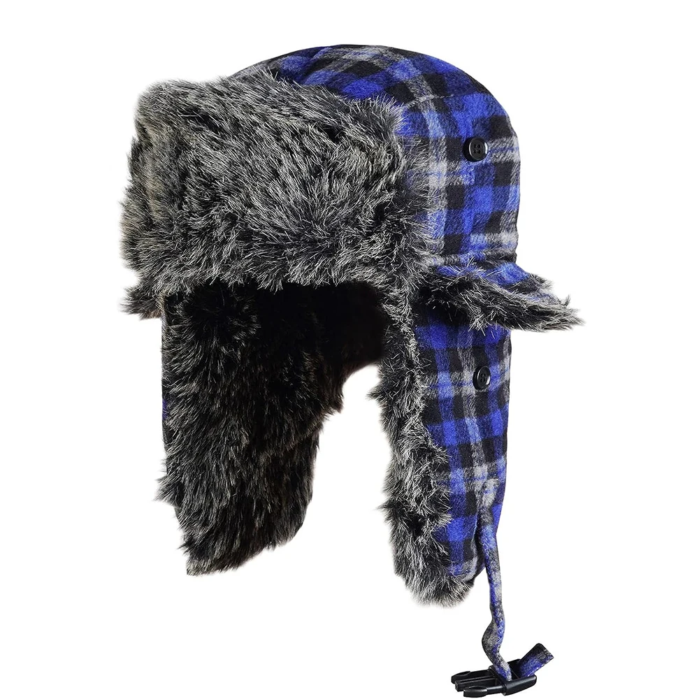 Lumberjack Plaid Aviator Trapper Hat Trooper Ear Flaps Ushanka Eskimo Cold