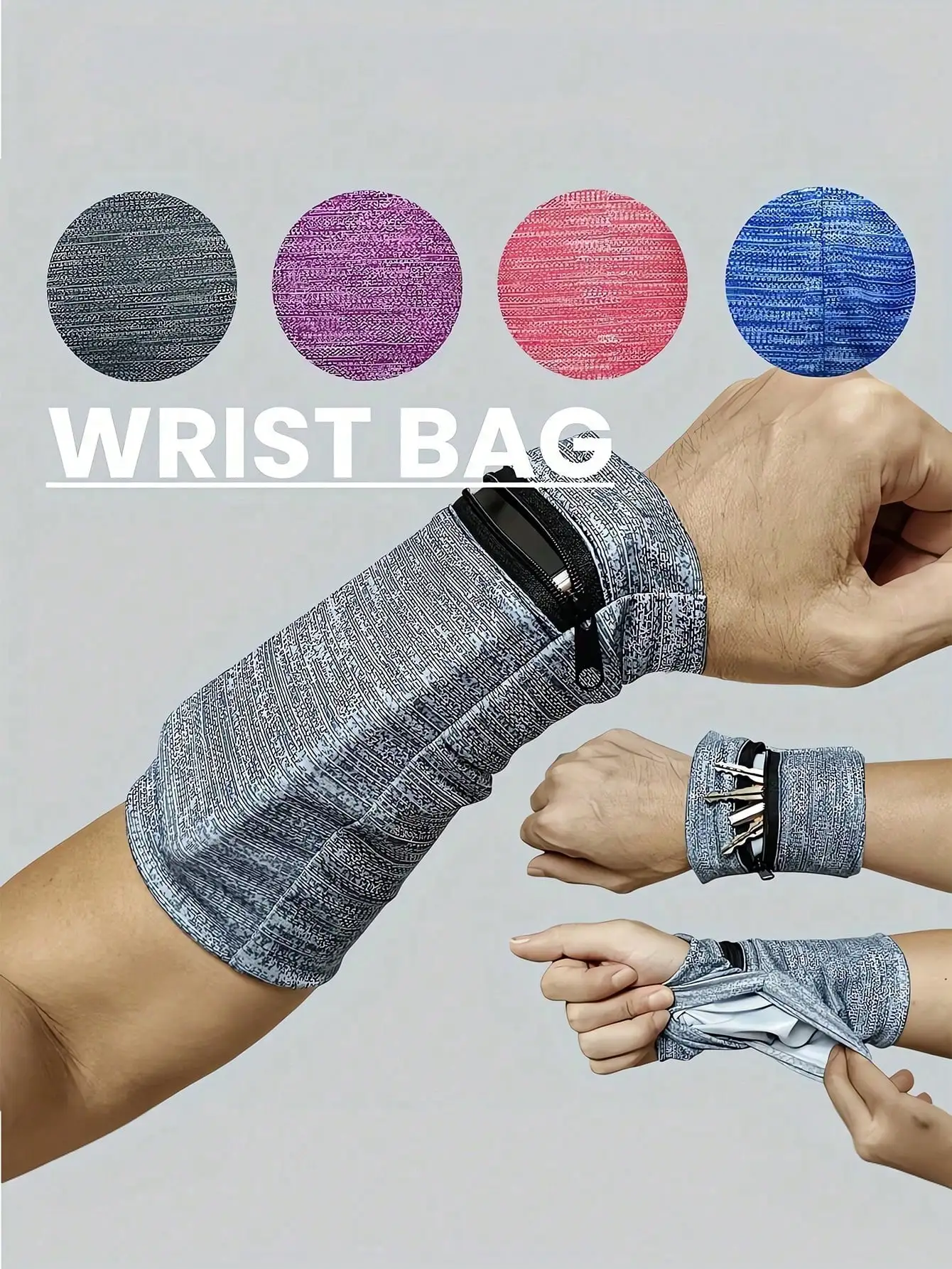 

Unisex Running Wrist Wallet With Zipper, Sweat-Absorbing Band, Wrist Support Strap, Suitable For Gym Workout, Running, Jogging, Travel Storage, Small Luggage Accessory, Cruise Necessity, Compact Portable Travel Organizer, Portable Holiday Storage Bag