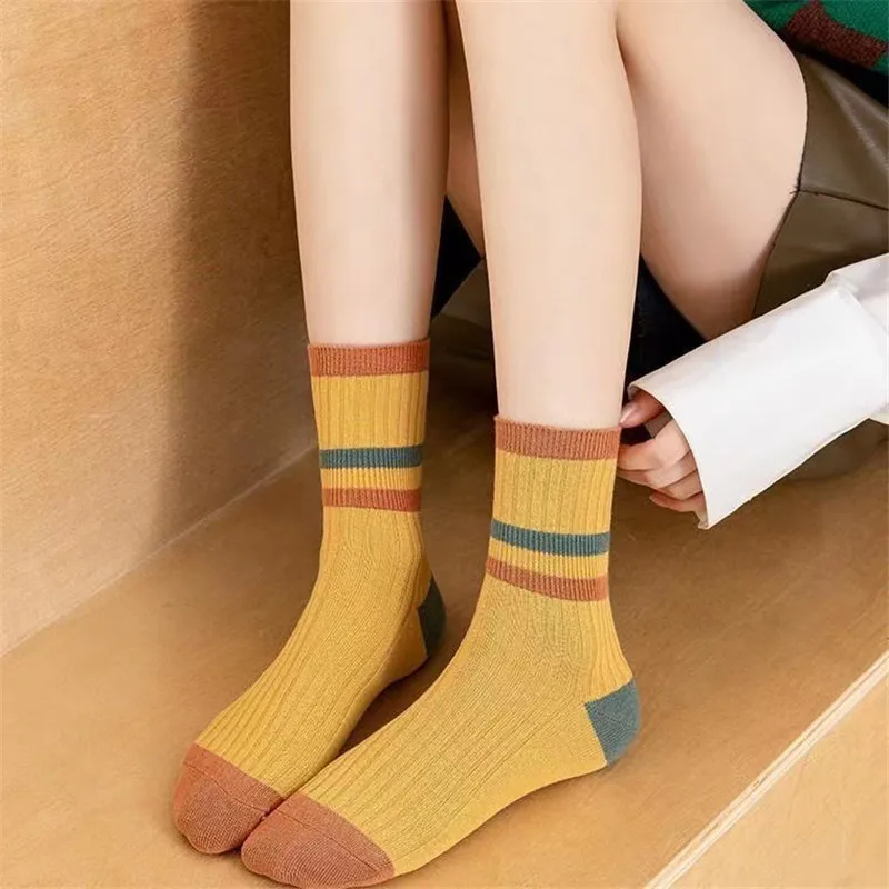 5 Pairs New Lolita Women Colorful Short Cute Socks Set Girl Autumn Winter Middle Tube Students Cotton Lady Socks For Women