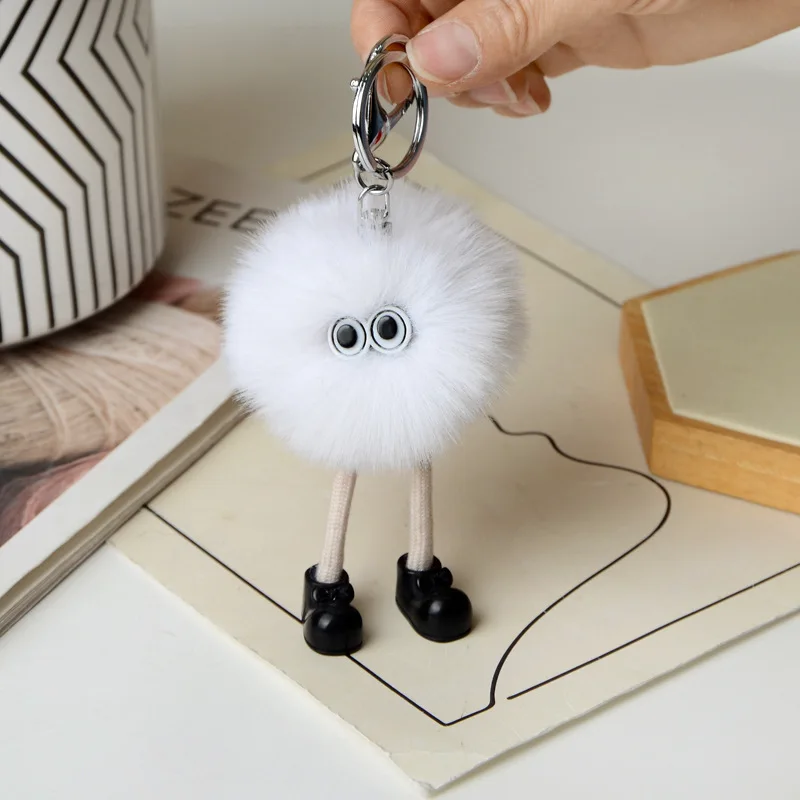 

Car Keychain New Long Leg Small Coal Ball Pendant Bag Pendant Car Keychain Cute Plush Doll Pendant