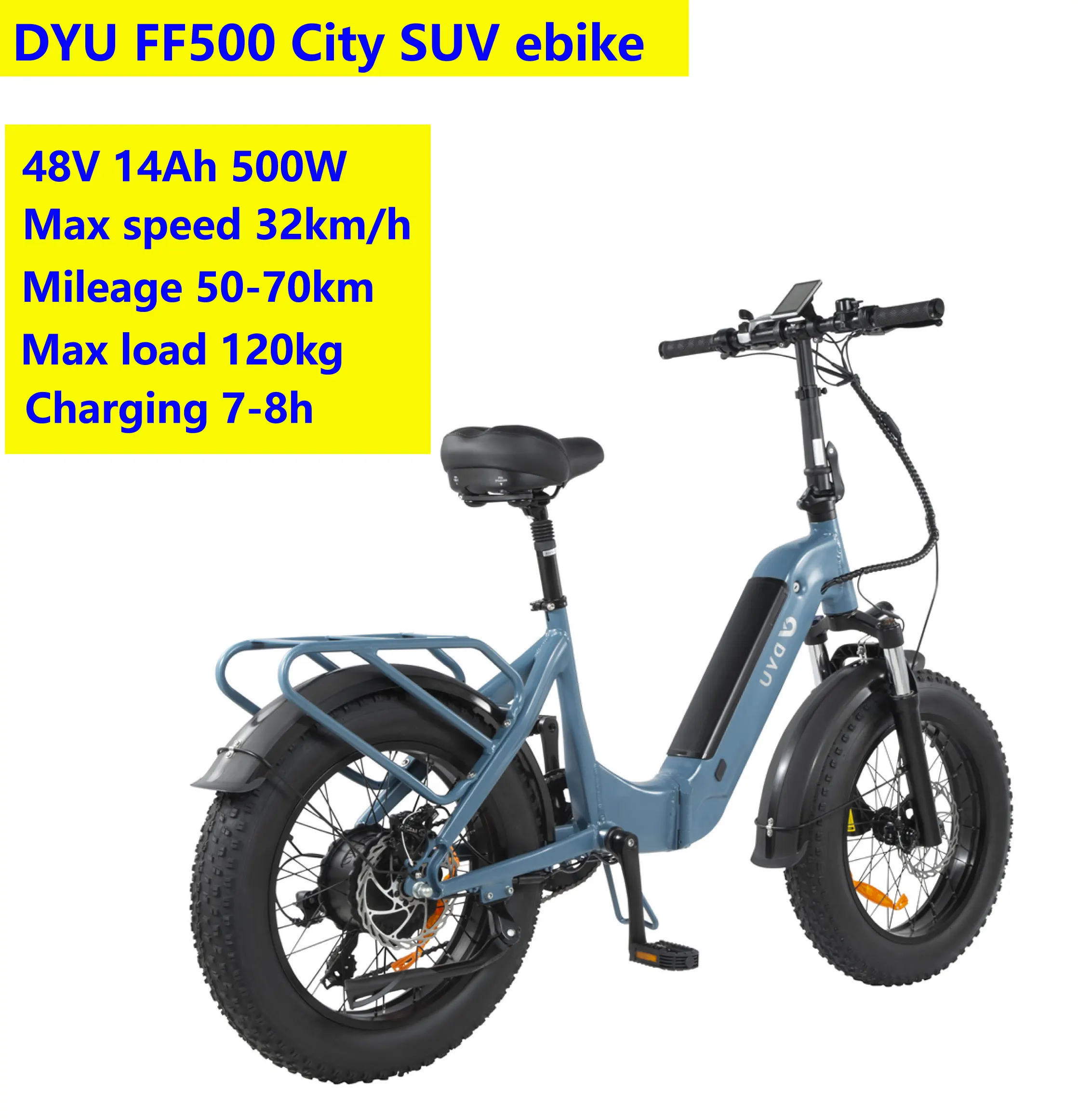 Прямая поставка, EU UK US DYU FF500 ebike 48V 14ah 500W 24-дюймовый Электрический горный велосипед с толстыми шинами и ЖК-экраном