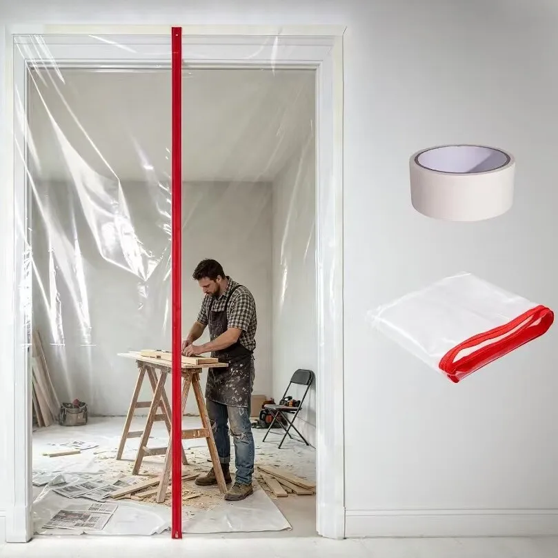 Dust-Proof Zipper Door Curtain Dust Protector Zipper Heavy Duty Double Adhesive Dust Barrier Zipper For Greenhouse Plastic Sheet