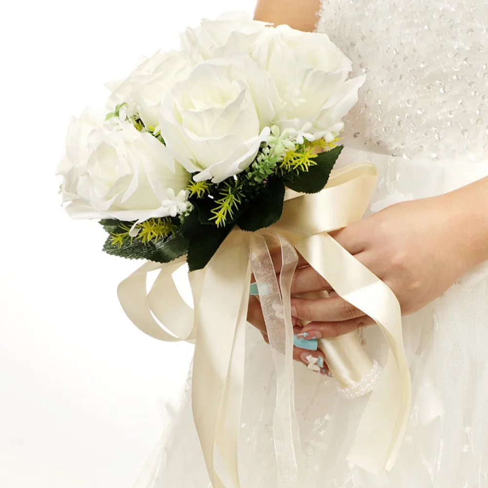 InjRose-Bouquet de Mariée Multicolore, Accessoires de Photo de Groupe de Demoiselle d'Honneur, Cérémonie de Mariage, Remise de Diplôme, Cadeau de brev, Décoration de Maison, 1 Pièce