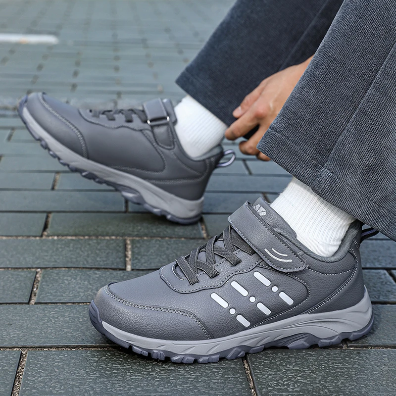 Herren-Sneaker, wasserdicht, bequem, strapazierfähig, Wanderschuhe, klassische unifarbene Outdoor-Camping-Freizeitschuhe, klobige Sneaker – Detail 17