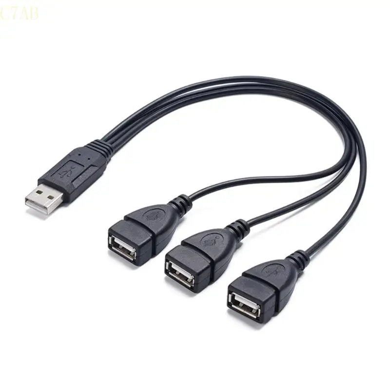 

C7AB USB Male To Triple Female Adapter Cable For Efficient Power And Data Sharing