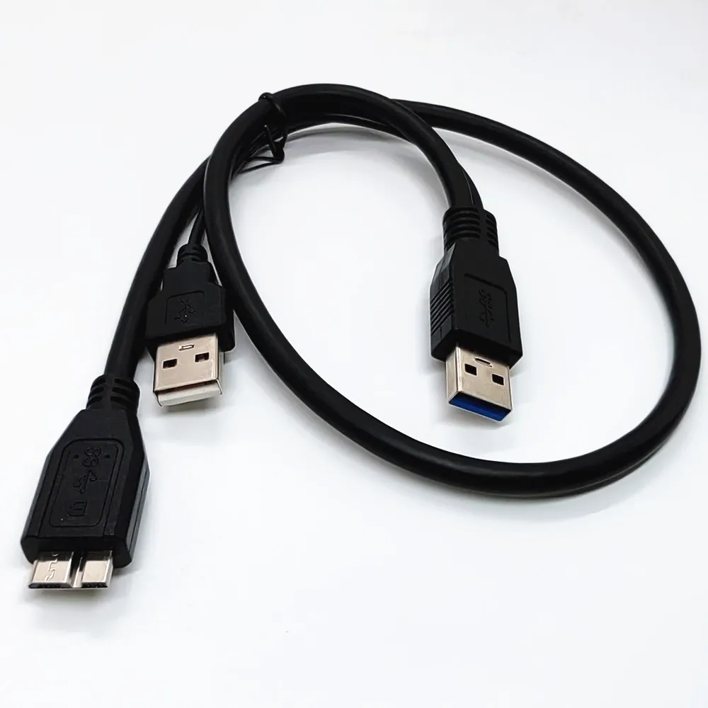 HDD USB 3.0 Type A to Micro B Y Cable USB3.0 Data Cord for External Mobile Hard Drive Disk Data Cables Charge Cable 0.6m