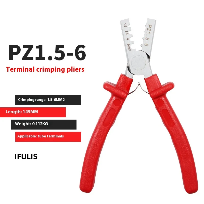 

PZ 1.5-6 German-Style Crimping Pliers - For Terminals, E-Type Pin Terminals (Compliant with VE/TE/EN Standards)