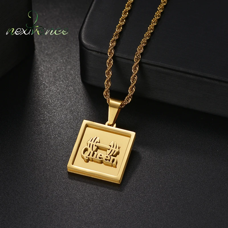 Nextvance Custom Name Necklace Double Layer Welding Weightlifting Barbell Stainless Steel Pendant Twist Chain For Man Gifts