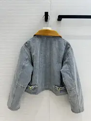 2024 New Corduroy Lapel Spliced Denim Cotton Jacket 30