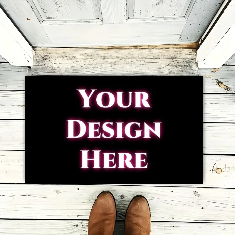 Benutzerdefinierte Flanell-Willkommens-Fußmatte, personalisiertes Design von Fotos, Logos und Text, rutschfeste Heimdekoration, Einweihungsgeschenk – Detail 6
