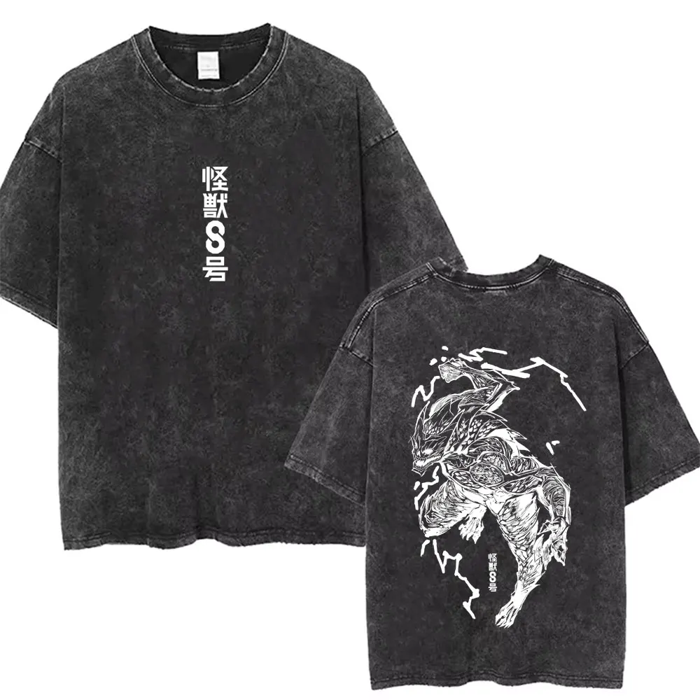 

Washed Vintage Anime Kaiju No 8 Kafka Hibino V3 Graphic Print T-shirt Men Women Fashion Casual Oversized T Shirts Man Streetwear