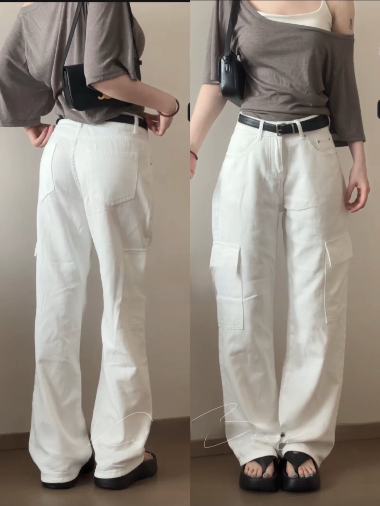

Street Style High Waist Loose Fit Casual Pants Black White Pure Color Workwear Wind Slimming Concealing Versatile Jeans