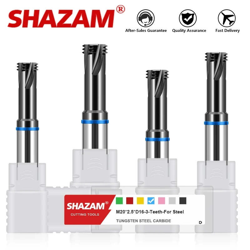 Shazam Hrc65 Fresa de Rosca de Dentes Carboneto de Aço de Tungstênio Revestimento Preto Fresas de Alta Dureza para Ferramentas de Usinagem Cnc