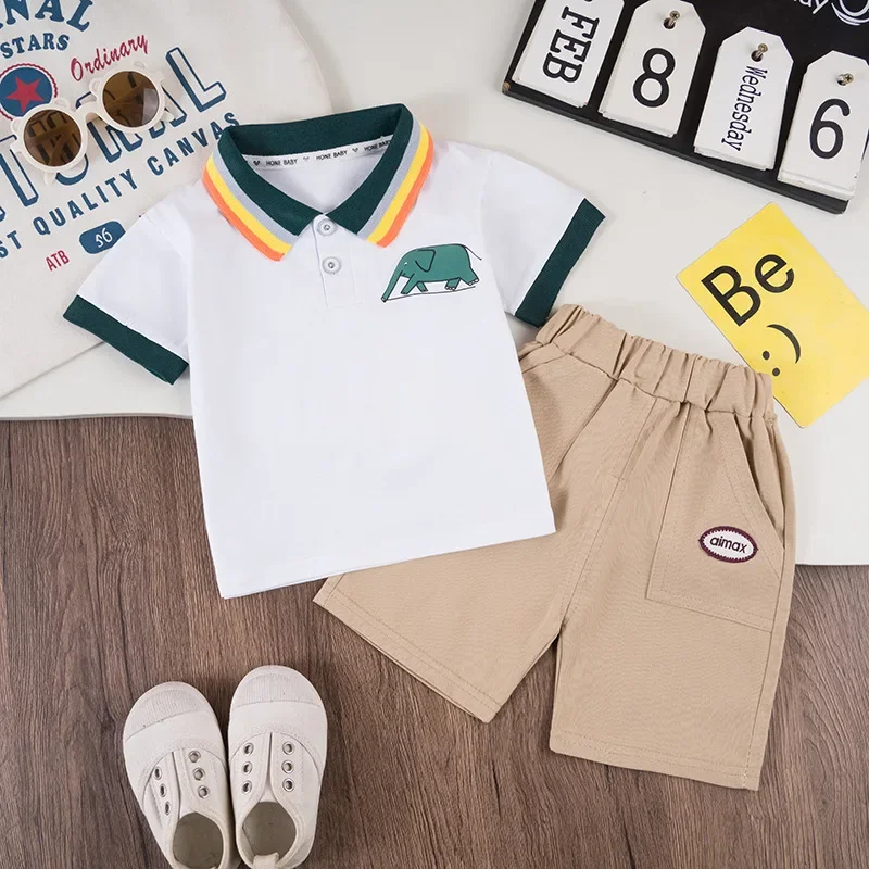 

New Summer Fashion Baby Clothes Suit Children Boys Short Sleeved T-Shirt Shorts 2Pcs/Sets Kids Clothing Toddler Sports Costume