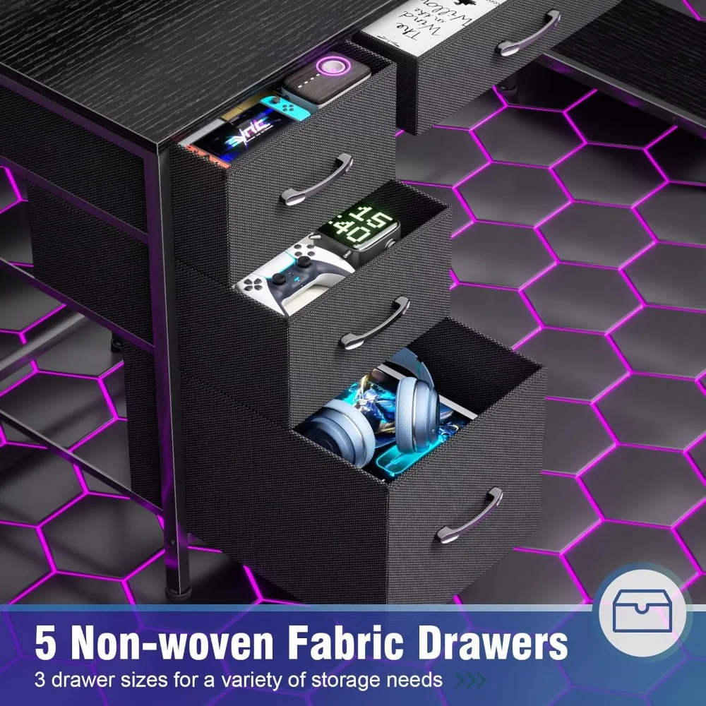 مكتب ألعاب مريح مع مساحة تخزين وإضاءة للمكتب المنزلي #5