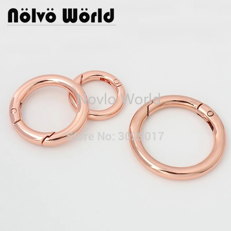 10-50pcs 6 colors rose gold inner 1.8cm 2.6cm 3.4cm Snap Spring Gate Ring for Sewing Purse Bag Handbag Handle Connector