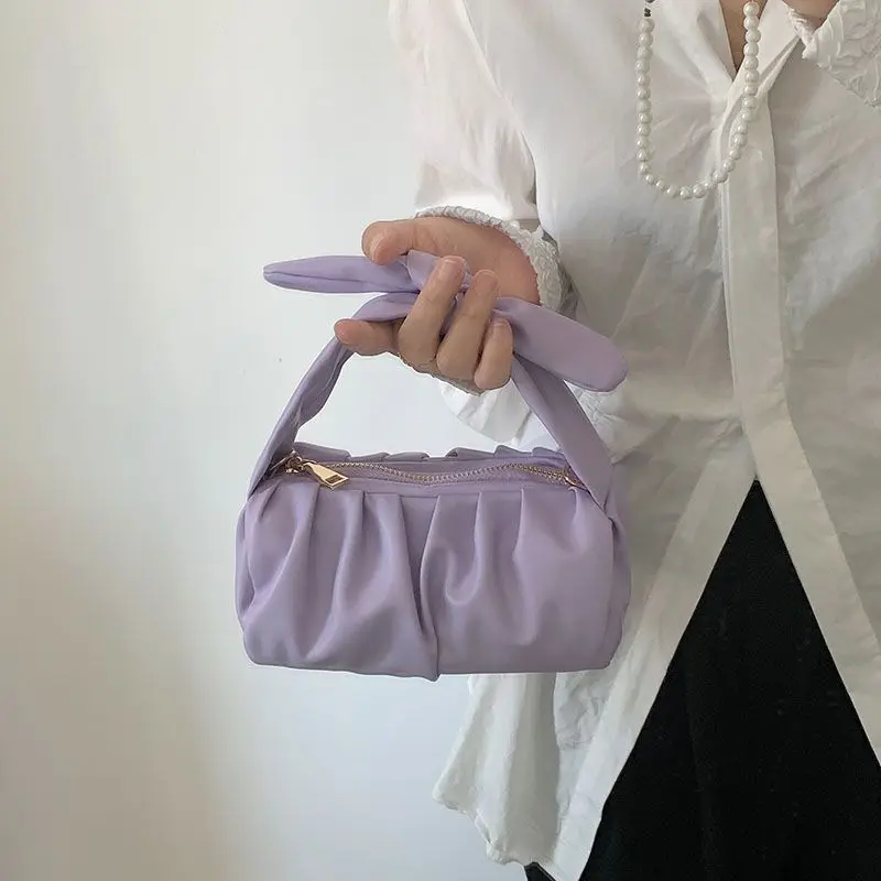 

JIAERDI Sweet Cute Handbag Women Versatile Pleated Cloud Bag Bow Handle Ladies Minimalist Design Chain Shoulder Bag Chic 2025