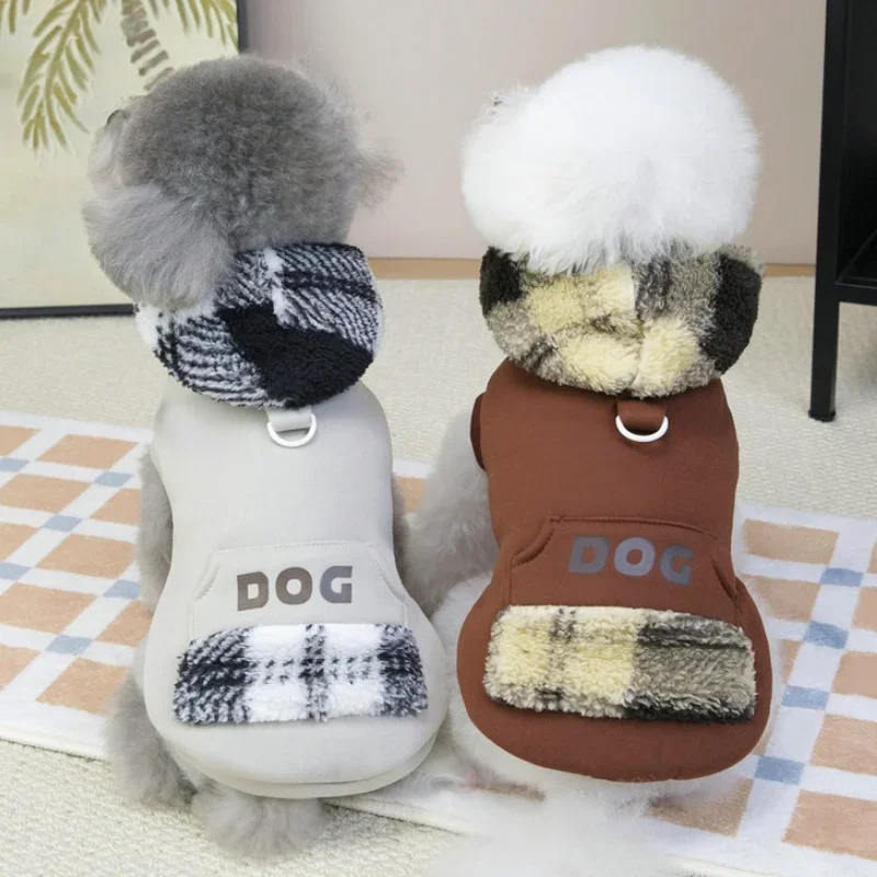 

Warm Hooded Hoodies Autumn Winter Pet Dog Clothes Gray Brown Short Sleeve Sweatshirt For Small Dogs Dachshund Pug Puppy Costumes