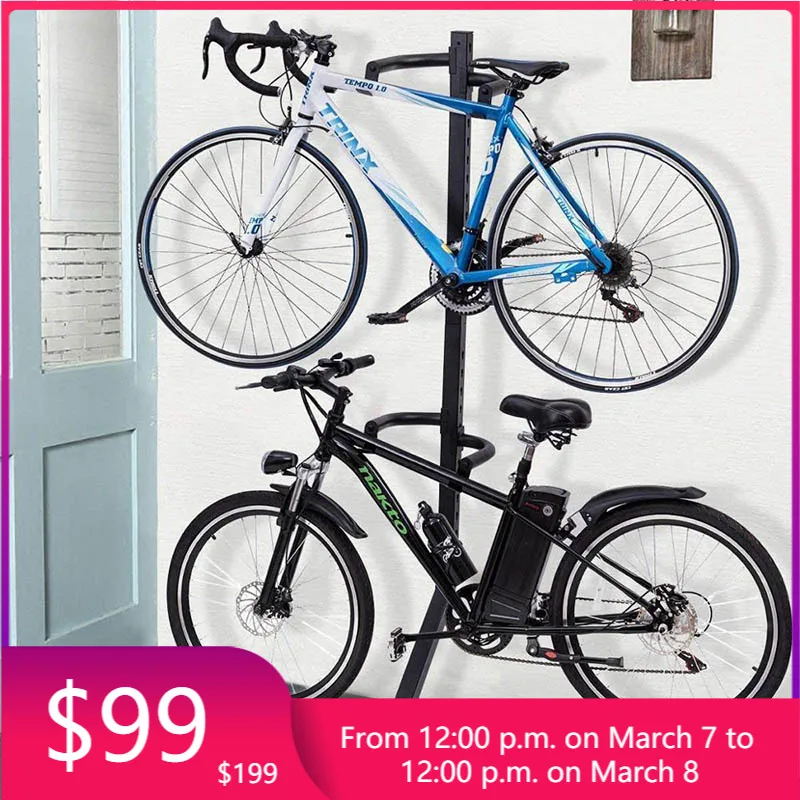 

STLF Pioneer Freestanding Vertical Bike Stand Rack With Wheels Upright Bicycle Floor Stand for Garage Indoor Bike Storage
