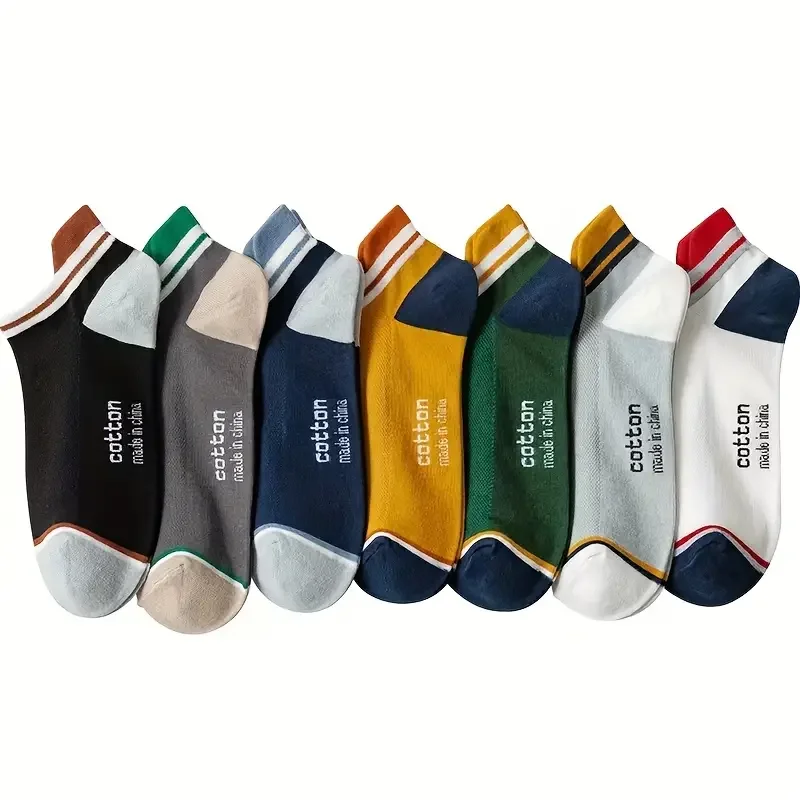 7 Pairs Set Mens Short Socks Summer Low Tube Sport Short Casual Socks Trend Thin Socks Breathable Ankle Polyester Spring