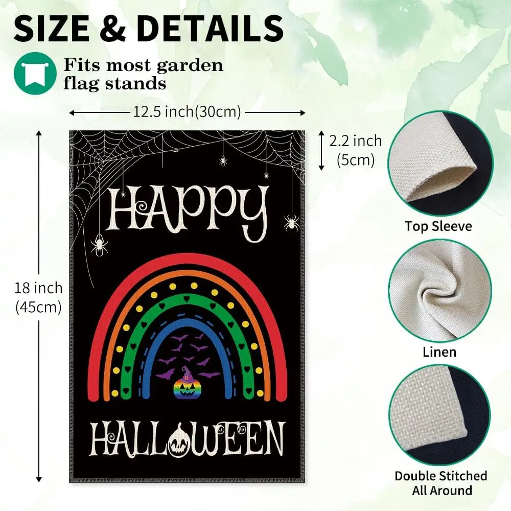 Happy Halloween Welcome Garden Flag, Double Sided Farmhouse Lawn Outdoor Decor Yard Flags, Inclusive Equality Diversity Rain SSL