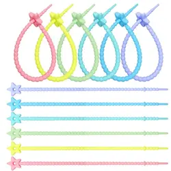 10pcs Silicone Reusable Bag Ties Twist Wire Fasten Cable Zip Tie Headset Data Line Wire Universal Magic Tie