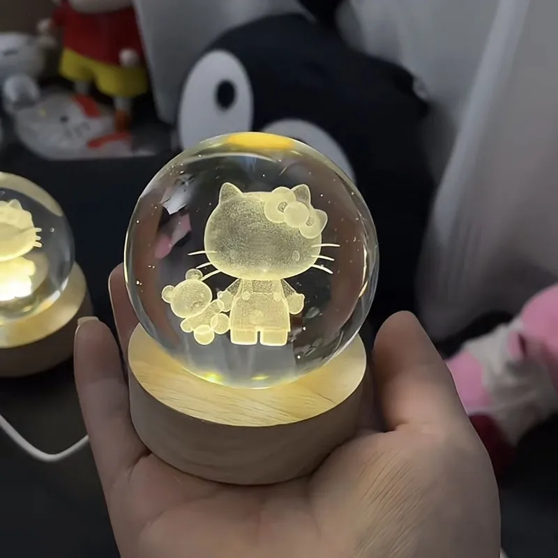 Night Light Shining Crystal Ball การ์ตูนสร้างสรรค์ Hello Kitty Cat Crystal Ball สําหรับหญิงเพื่อนที่ดีที่สุดการสําเร็จการศึกษาของขวัญวันเกิด