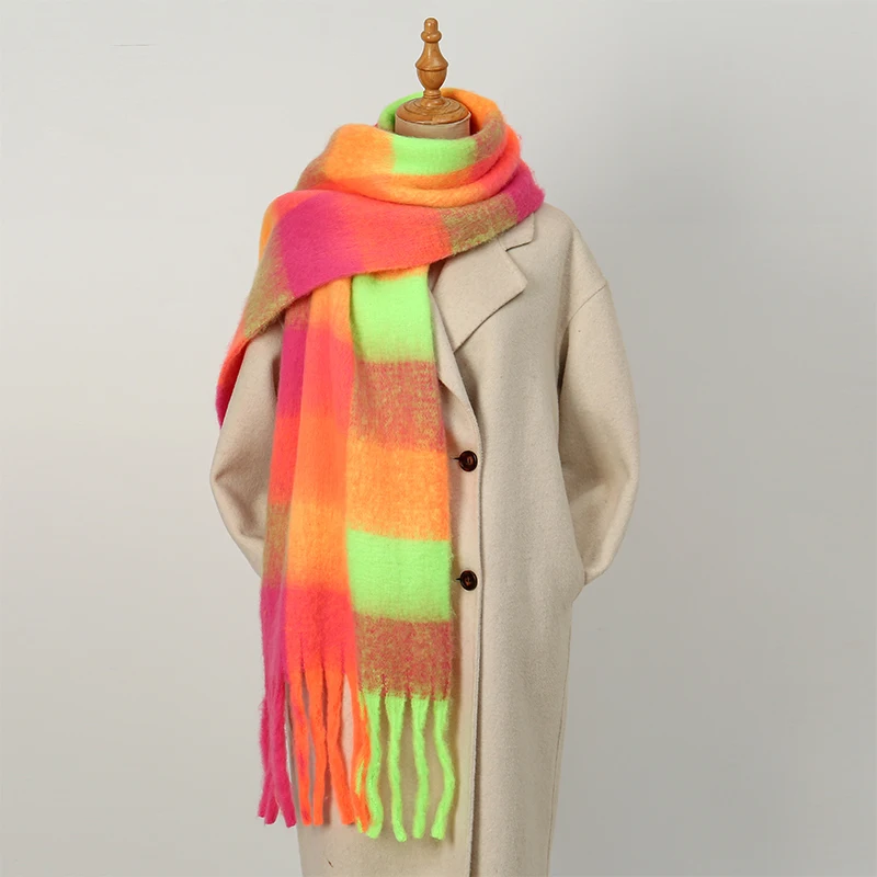 

Luxury Plaid Scarf Winter Warm Cashmere Women Long Pashmina Foulard Female Scarves Lady Tassel Shawl Wraps 2025 Design New