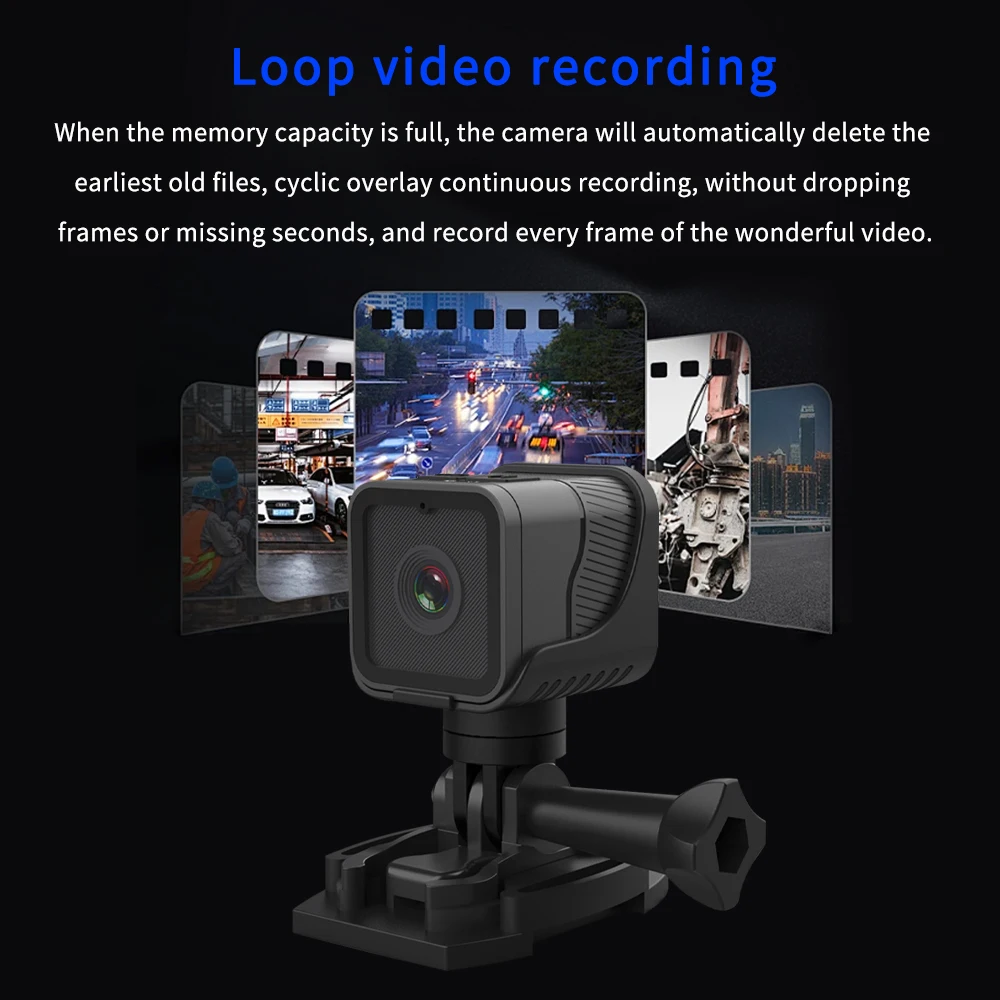 Bike Camera Support 256GB Card 1080P Handlebar Bike Camera 120 Degree Wide Angle Anti Shake Loop Recording Compact for Cycling