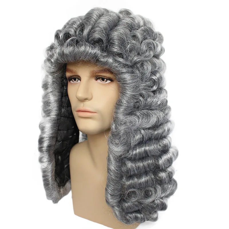 Judge Lawyer Wig Man Costume Long Wave Wig Adjustable Adult Retro Wig Cosplay Wig for Halloween Costume Cosplay Wigs Party
