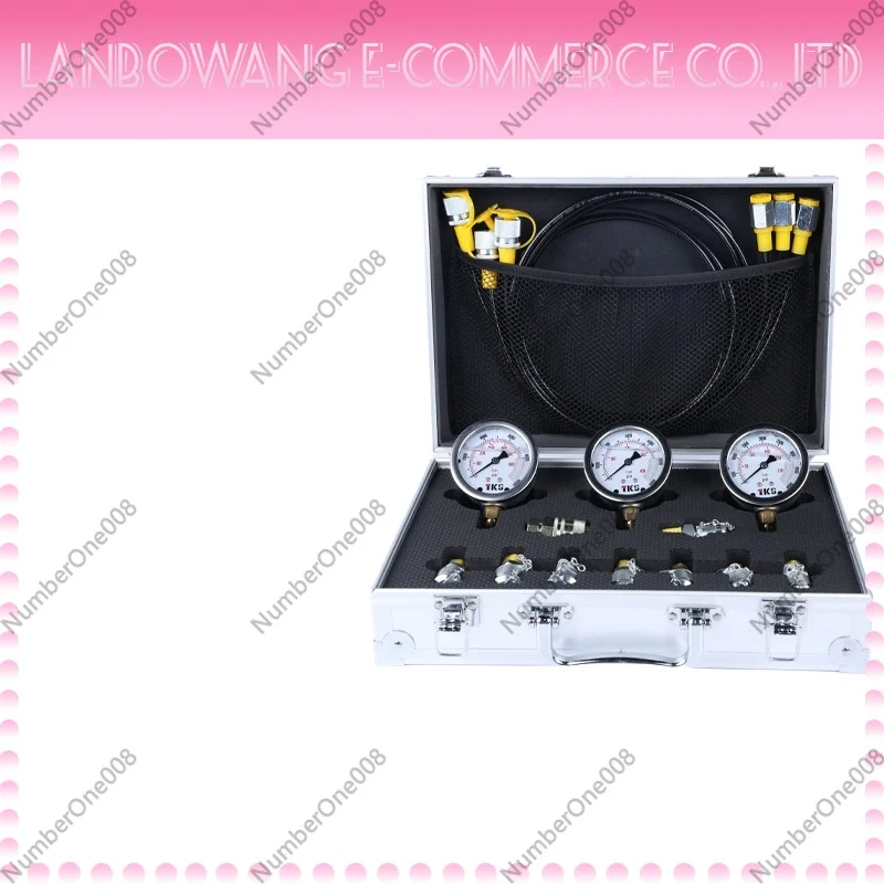 

Silver Three Gauges Nine Joints High Precision Hydraulic Pressure Tester Combined Pressure Detector for Excavator