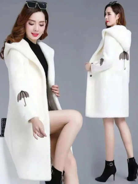 

Women's Autumn Winter Thiened Lamb Fur Jaet Warm Inteated Velvet Coat Slimming Outerwear Korean Sle Long Sve Coat