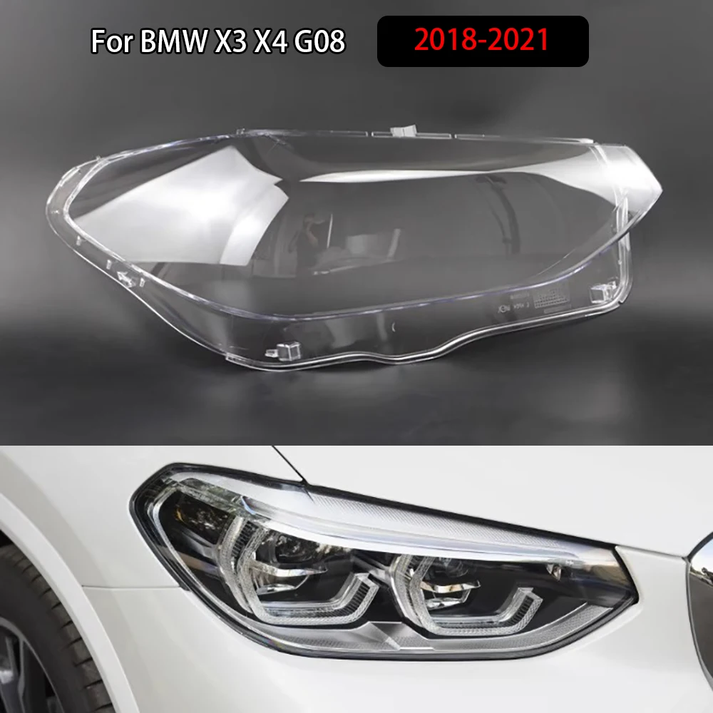 

For BMW X3 X4 G08 2018-2021 Car Accessories Headlamp Cover Transparent Lampshade Headlight Shell Plexiglass