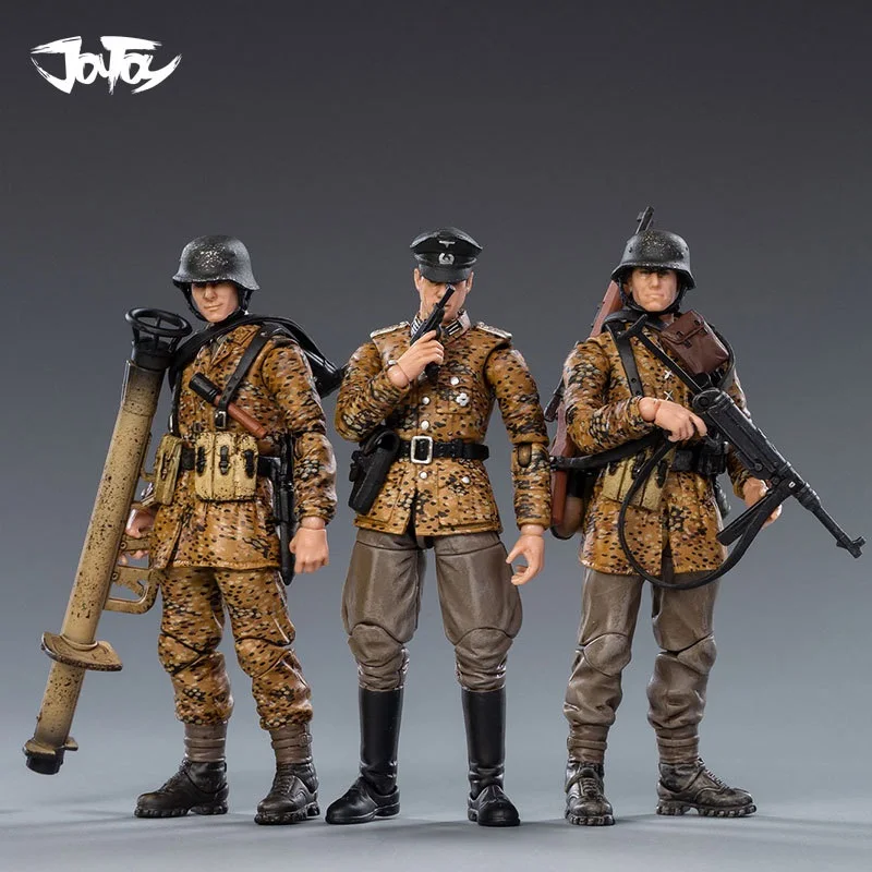 JOYTOY 1/18 3.75 Action Figure (3 PÇS/SET) Segunda Guerra Mundial Alemanha Wehrmacht Outono Camuflagem Anime Coleção Modelo Militar