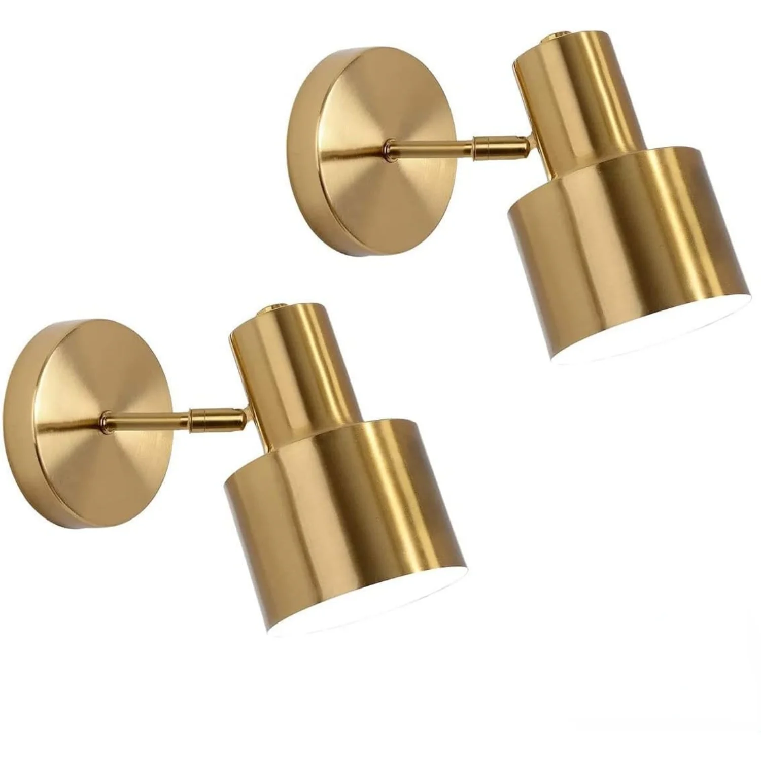 Modern Battery Operated  Sconces Set of 2, Not Hardwired Brass-Gold  Lights Fixture with Dimmable LED & Remote, Wireless Small