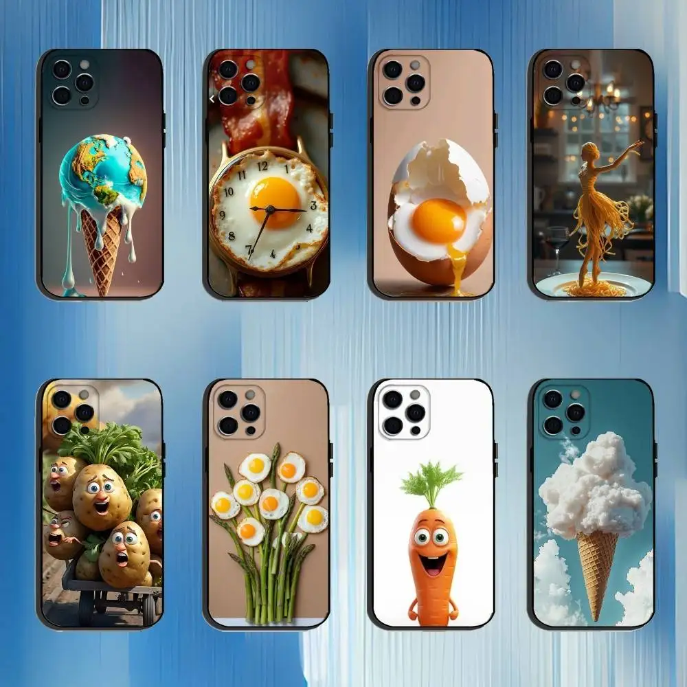 

Funny Food Fancy Phone Case For iPhone 16,15,14,13,12,11 Plus,Pro Max, Others Soft Black Cover