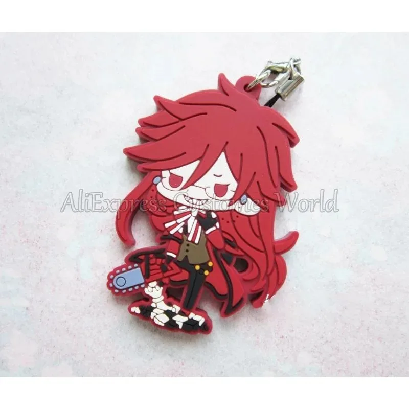 Anime Black Butler Grell Sutcliff Scarpe Cosplay Stivali rossi Distintivi e portachiavi gratuiti Halloween Grell Sutcliff Cos Accessori