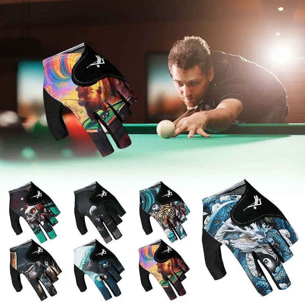 Einzelhandschuh Billardhandschuh Linke Hand Halbfinger Snooker Billardhandschuh Rutschfeste elastische Billardtrainingshandschuhe Zubehör