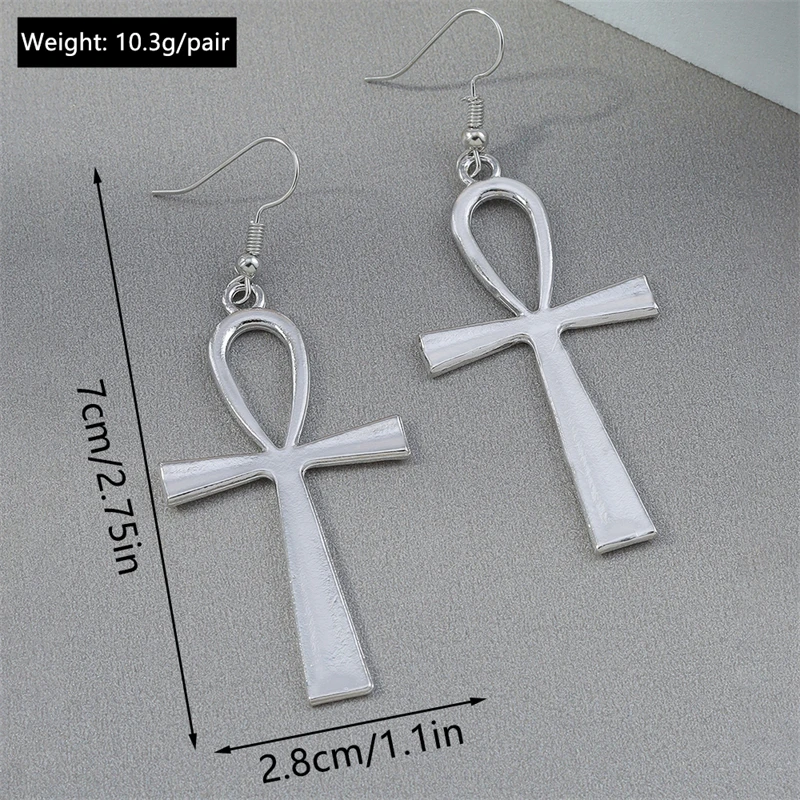 Punk Gothic Übertriebene Lange Metall Kreuz Tropfen Ohrringe für Frauen Mädchen Party Urlaub Schmuck Zubehör – Detail 9