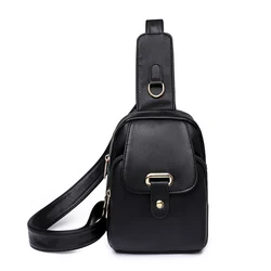 Women's Versatile PU Leather Chest Packs Female Leisure Fashion Shoulder Bags Designer Soft Ladies Simplicity Crossbody Bags