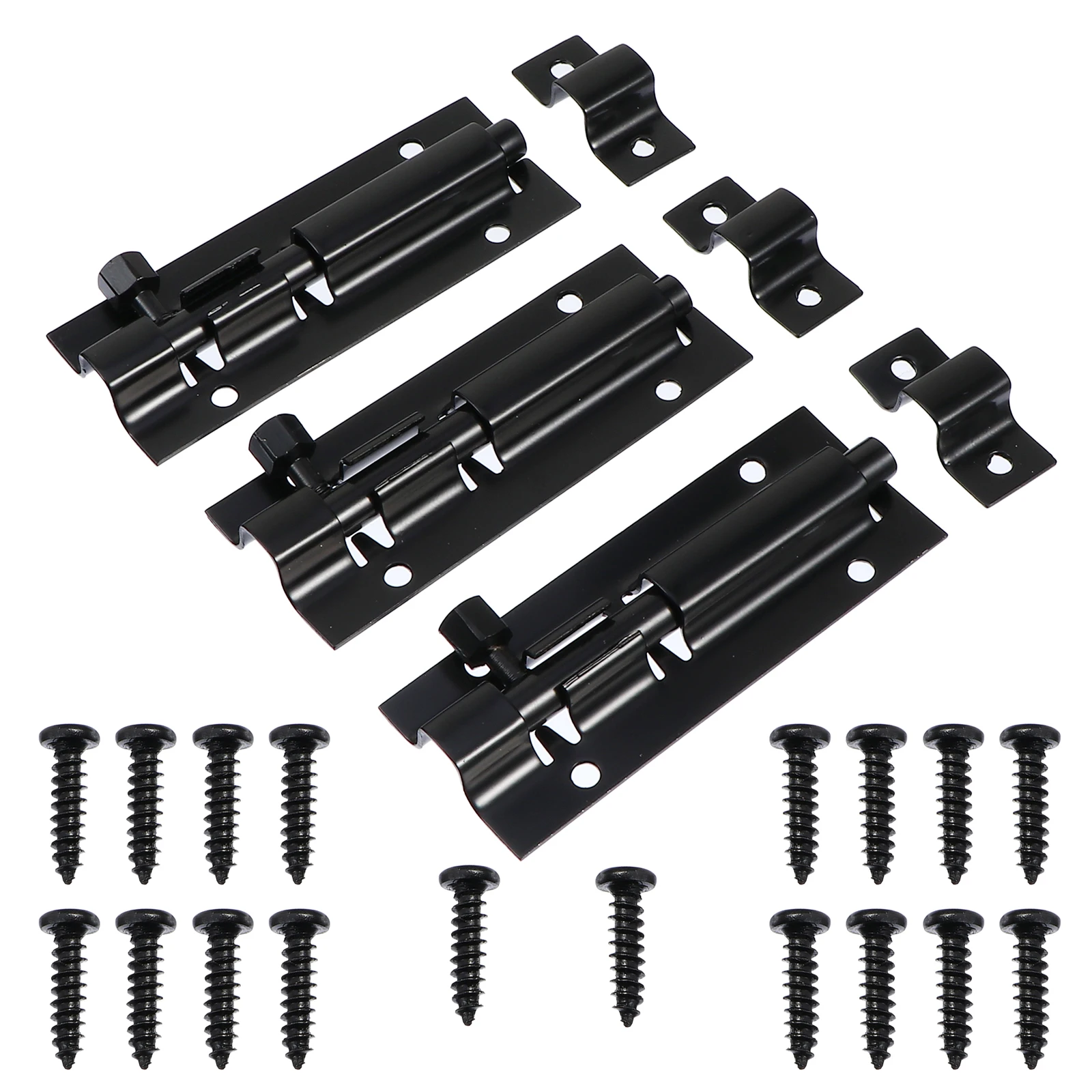 

Stainless Steel Door Bolt Lock 3 Sets Foldable Black Barrel Latch Security Hardware For Outdoor Gate Barn Garden Reliable Hold