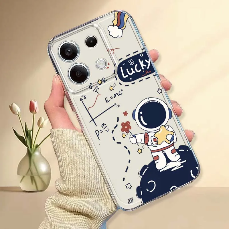 

Cartoon astronaut cute Phone Case For Xiaomi Mi Poco F2 F3 F4 F5 F6 X5 X6 X7 Pro TPU Protection Transparent