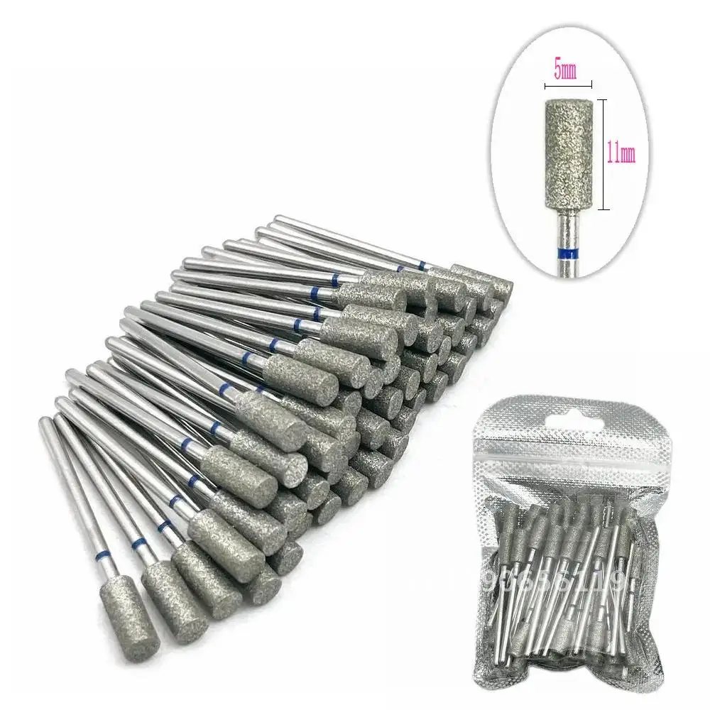 50pcs A Series Cylinder Shape Nail Diamond Drill Bit for Electric Manicure Machine Accessories Nail Mills Cutter CE Passed