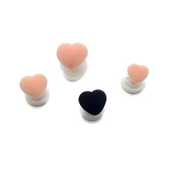 20pcs/lot 12mm 15mm 18mm heart shape flocking toy nose safety animal doll nose soft washer for diy doll findings--pink /black