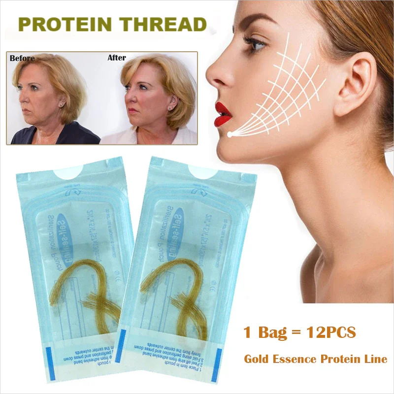 No Neddle Anti Aging Thread Lifting sbiadisce la linea del viso intagliato Gold Essence Protein Skin absorted Lines rughe rimuovi la cura della pelle