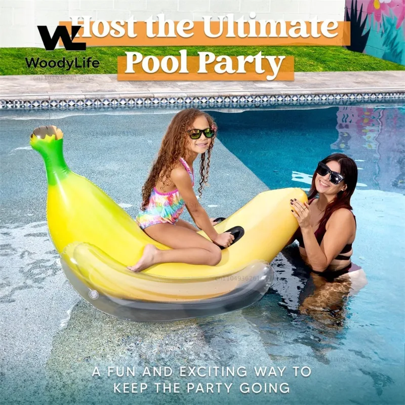 Flotador Inflable en Forma de Banana, Bote Inflable para Adultos y Niños, Anillo de Natación para Piscina, Juguetes Acuáticos
