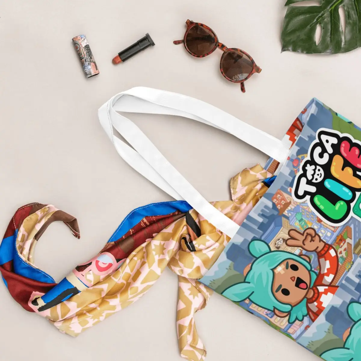 توكا لايف بوكس توكا بوكا لطيف لعبة أكياس التسوق طوي قماش حمل حقيبة المرأة حقيبة كتف حقيبة يد للسفر