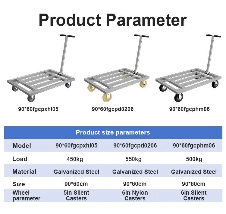 1100lb 900mm*600mm  Steel Warehouse Transportation Folding Square Tube Trolley Platform Hand Cart